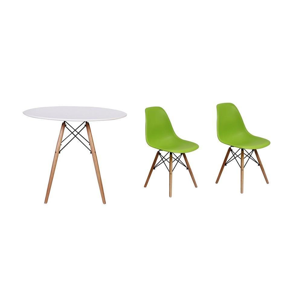Mesa Jantar Eiffel 100cm Branca e 02 Cadeiras Charles Eames - 1