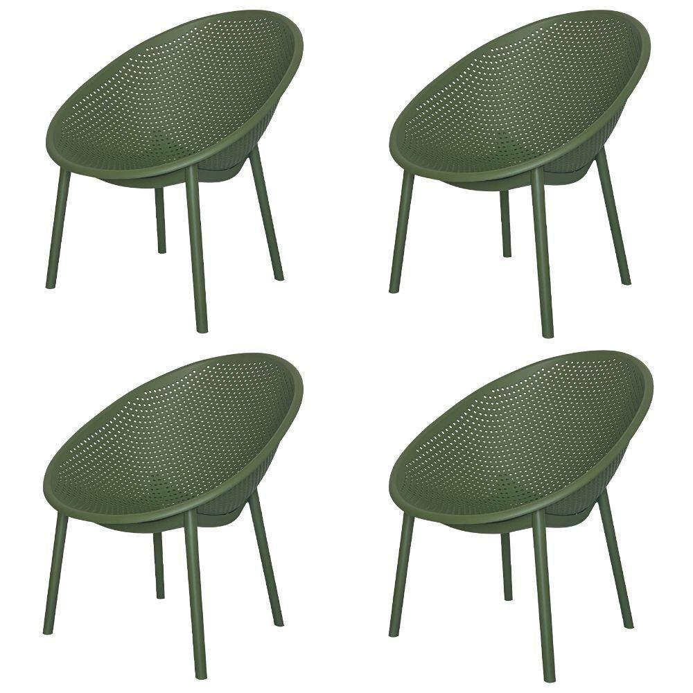 Kit 4 Poltronas Drops Rivatti Em Polipropileno Verde Base Desmontável Verde - 1