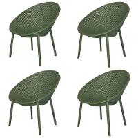 Kit 4 Poltronas Drops Rivatti Em Polipropileno Verde Base Desmontável Verde - 1