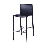 Banqueta Com Encosto Glam Em Pu Preta Base Aço - 1