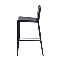 Banqueta Com Encosto Glam Em Pu Preta Base Aço