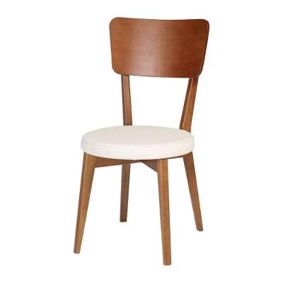 Cadeira Dália Encosto Retangular Em Madeira Maciça Pinhão E Assento Estofado Tecido Chic