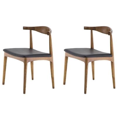 Kit 2 Cadeiras Carina Rivatti Revestimento Poliuretano (Pu) Preto Madeira Natural