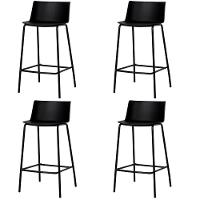 Kit 4 Banquetas Ipanema Alta Fratini 96 Cm (altura) Em Poliuretano (pu) Base Em Aço Preto - 1