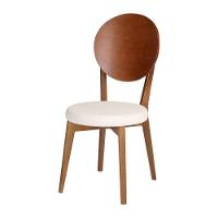 Cadeira Dália Encosto Oval Em Madeira Maciça Pinhão E Assento Estofado Tecido Chic - 1