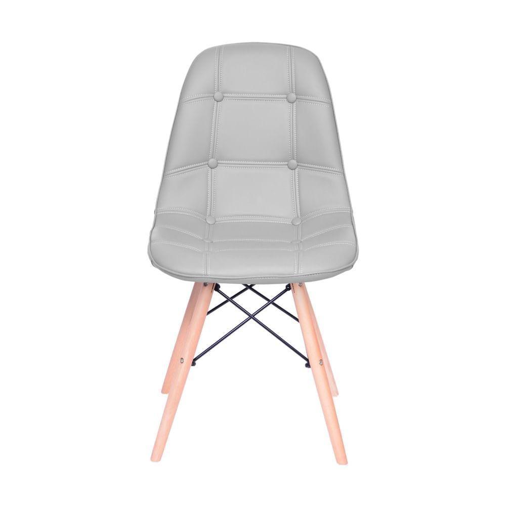 Cadeira Eames Dsw Botonê Assento Pu Cinza Base Madeira - 2