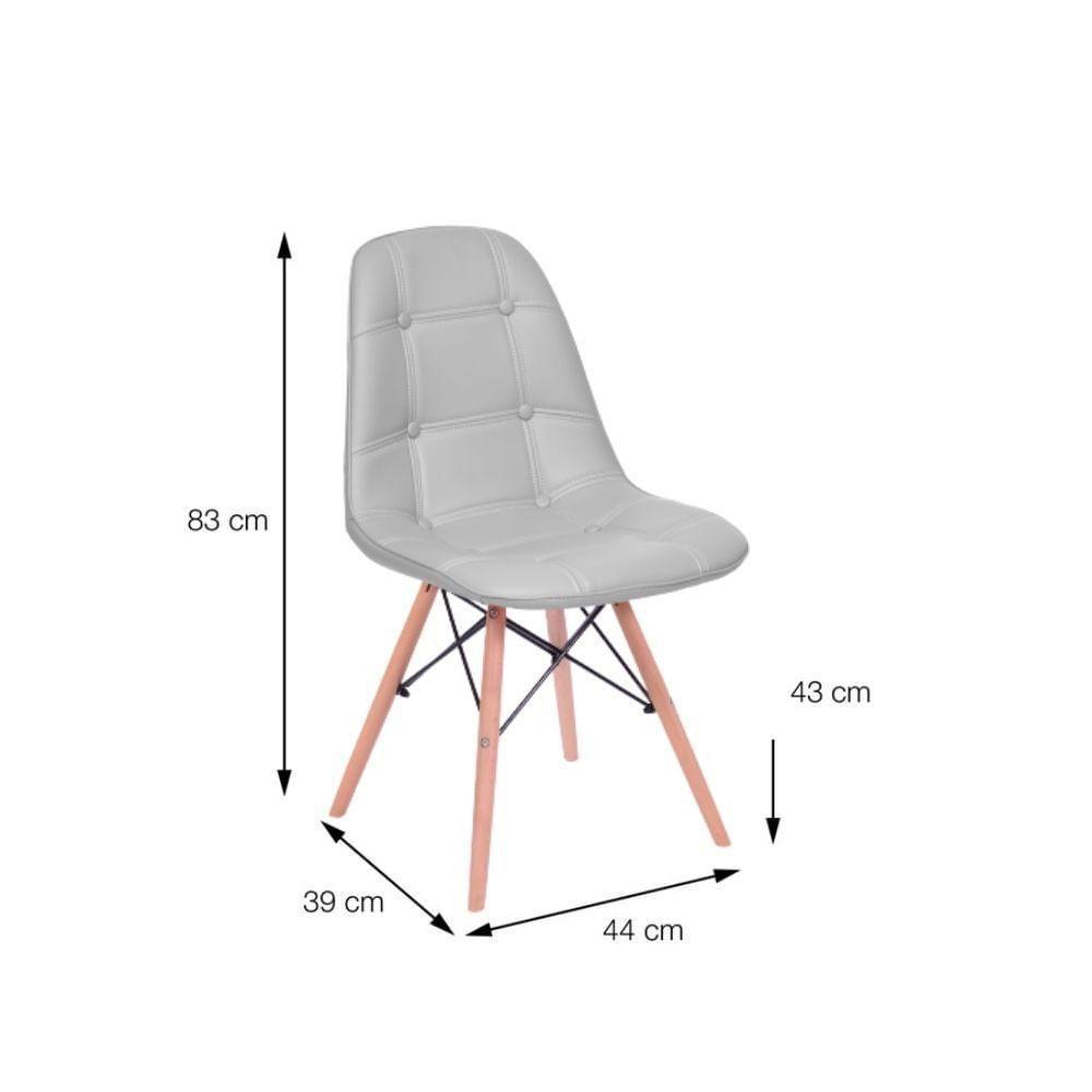 Cadeira Eames Dsw Botonê Assento Pu Cinza Base Madeira - 3