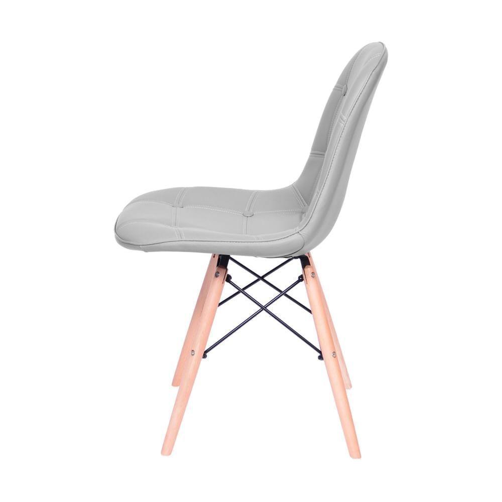 Cadeira Eames Dsw Botonê Assento Pu Cinza Base Madeira - 4