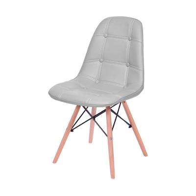 Cadeira Eames Dsw Botonê Assento Pu Cinza Base Madeira