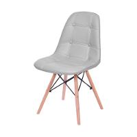 Cadeira Eames Dsw Botonê Assento Pu Cinza Base Madeira - 1