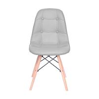 Cadeira Eames Dsw Botonê Assento Pu Cinza Base Madeira - 2