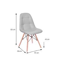 Cadeira Eames Dsw Botonê Assento Pu Cinza Base Madeira - 3
