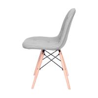 Cadeira Eames Dsw Botonê Assento Pu Cinza Base Madeira - 4