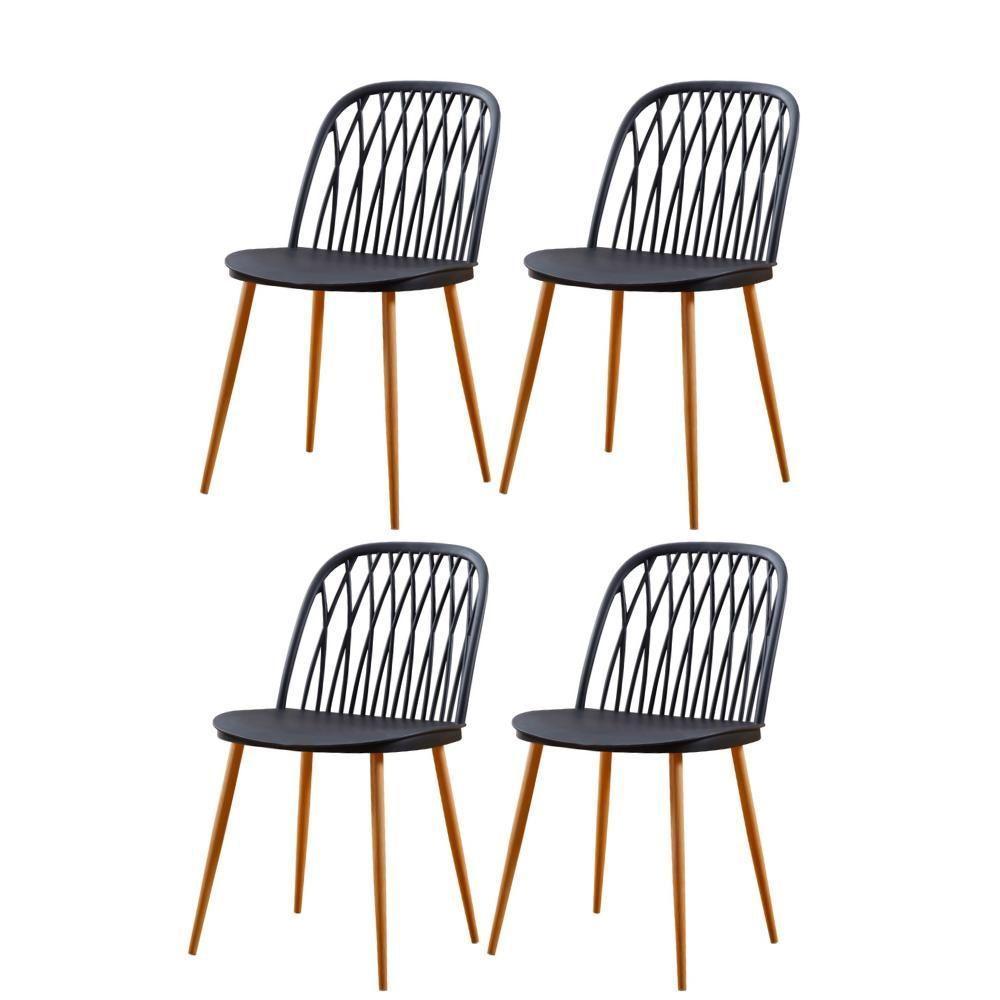 Kit 4 Cadeiras Ariane Rivatti Polipropileno Preto Base Aço - 1