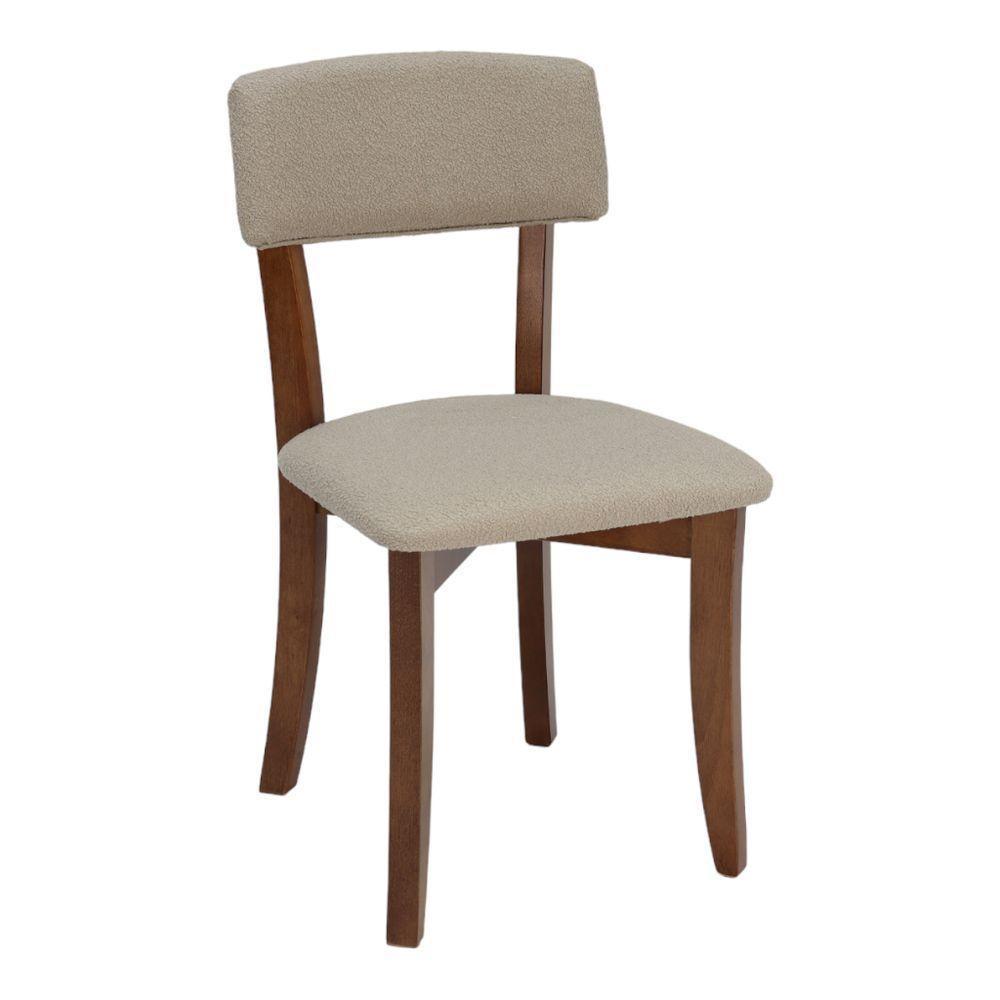 Cadeira Daisy Em Madeira Maciça Pinhão Com Encosto E Assento Estofado Tecido Luar - 1