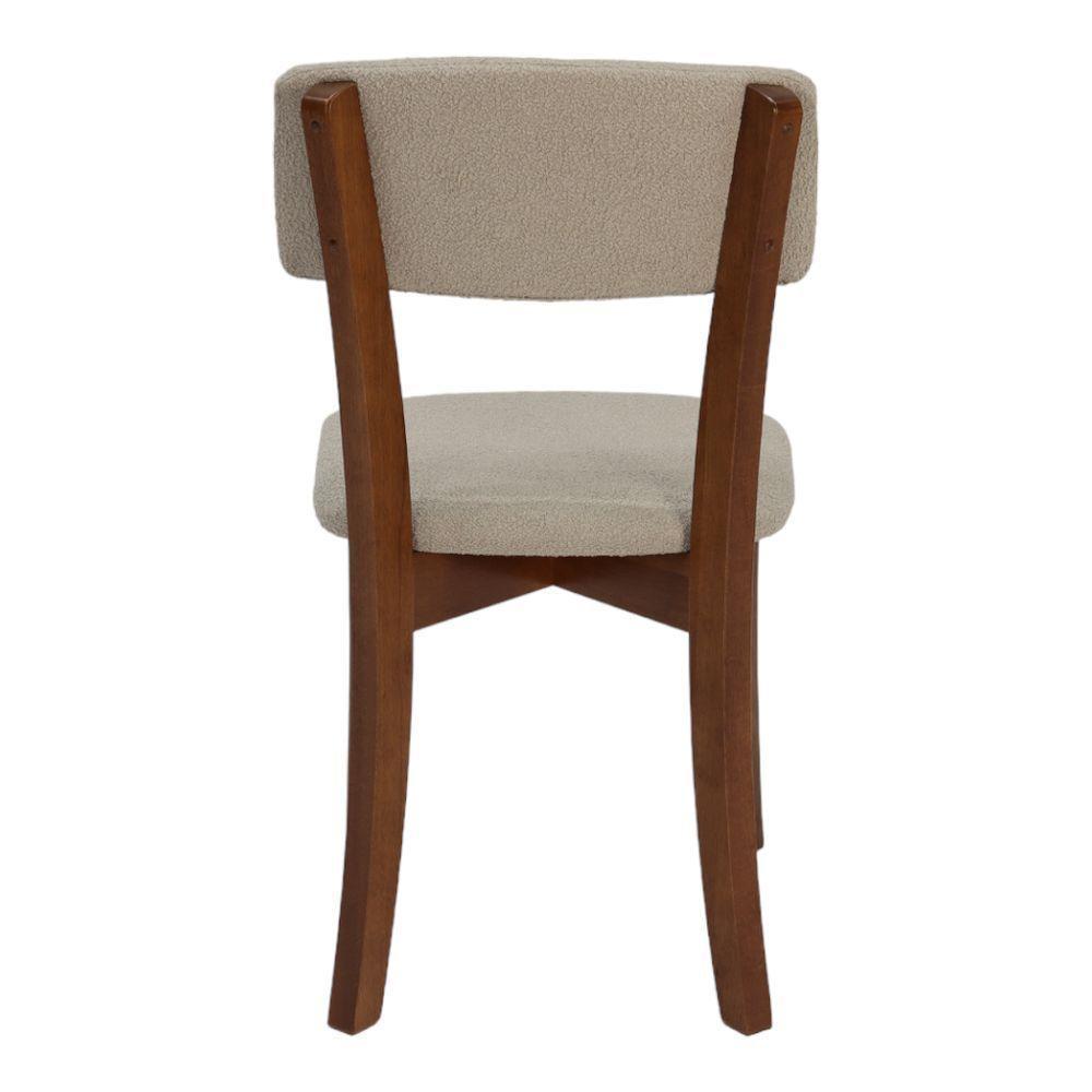 Cadeira Daisy Em Madeira Maciça Pinhão Com Encosto E Assento Estofado Tecido Luar - 2