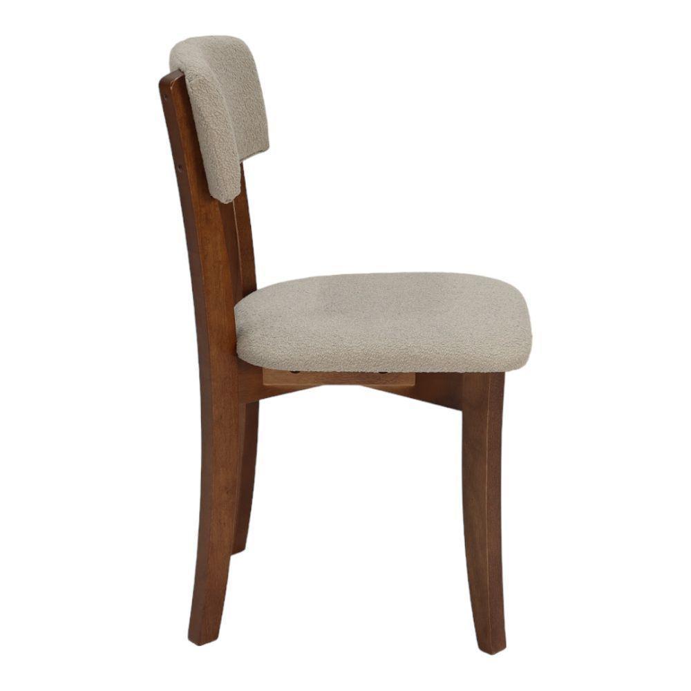 Cadeira Daisy Em Madeira Maciça Pinhão Com Encosto E Assento Estofado Tecido Luar - 3