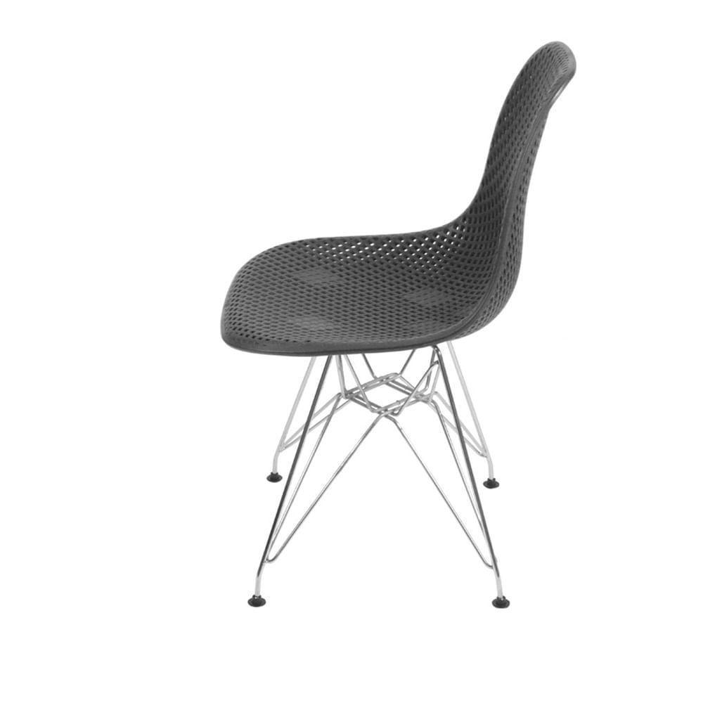 Cadeira Eames Dsr Colmeia Polipropileno Preta Base Metal Cromada - 2