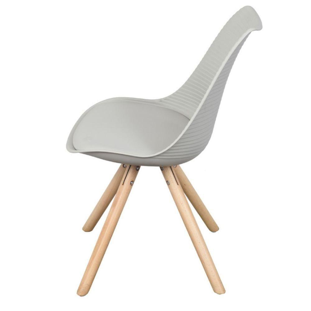 Cadeira Atlas Luísa Polipropileno Cinza Base Madeira - 3
