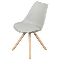 Cadeira Atlas Luísa Polipropileno Cinza Base Madeira - 1