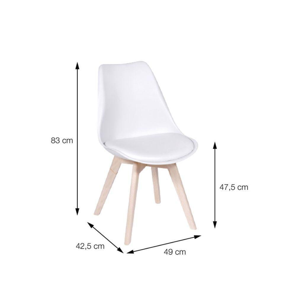 Cadeira Eames Saarinen Polipropileno Assento Estofado Pu Branca Base Madeira - 4