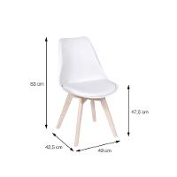 Cadeira Eames Saarinen Polipropileno Assento Estofado Pu Branca Base Madeira - 4