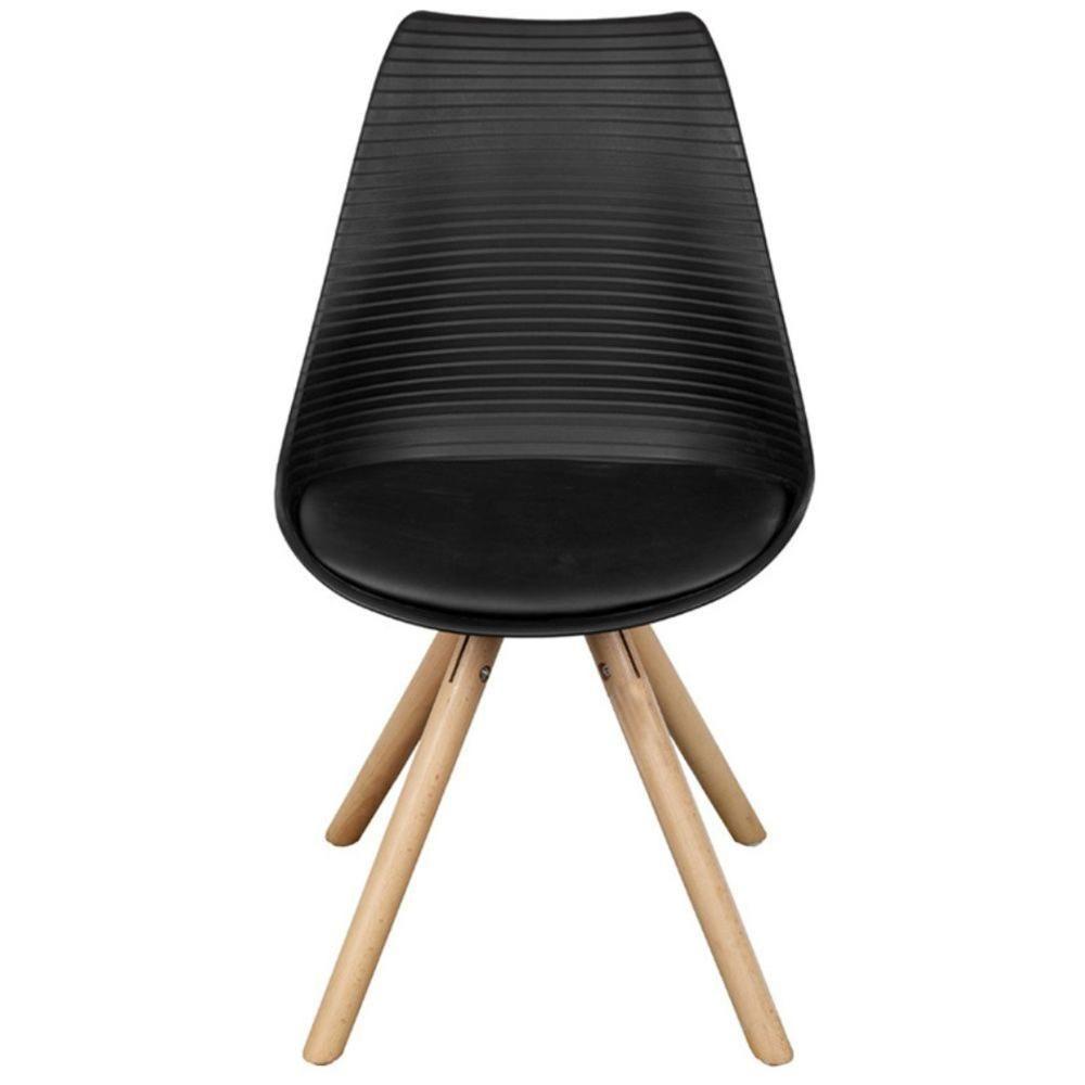 Cadeira Atlas Luísa Polipropileno Preta Base Madeira - 3