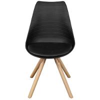Cadeira Atlas Luísa Polipropileno Preta Base Madeira - 3