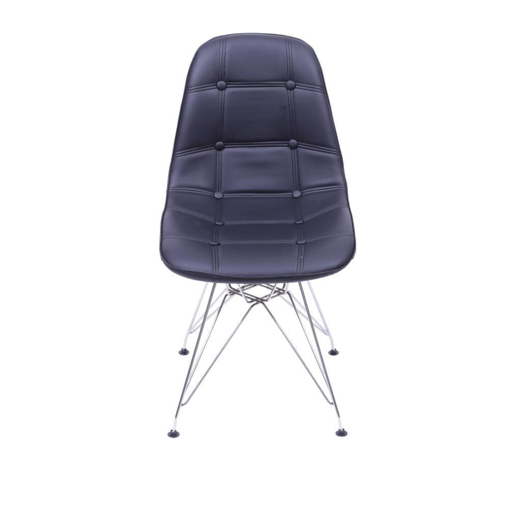 Cadeira Eames Dkr Botonê Assento Pu Preta Base Cromada - 2
