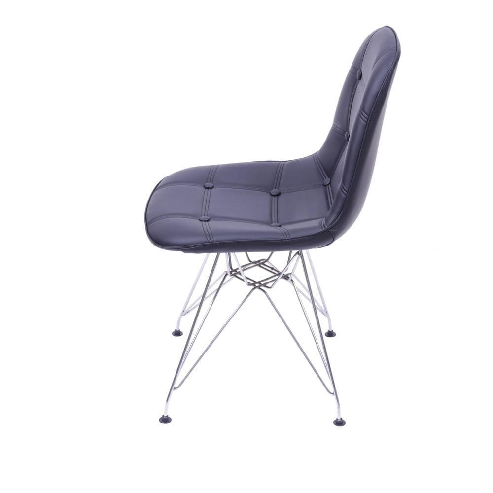 Cadeira Eames Dkr Botonê Assento Pu Preta Base Cromada - 3