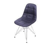 Cadeira Eames Dkr Botonê Assento Pu Preta Base Cromada - 1