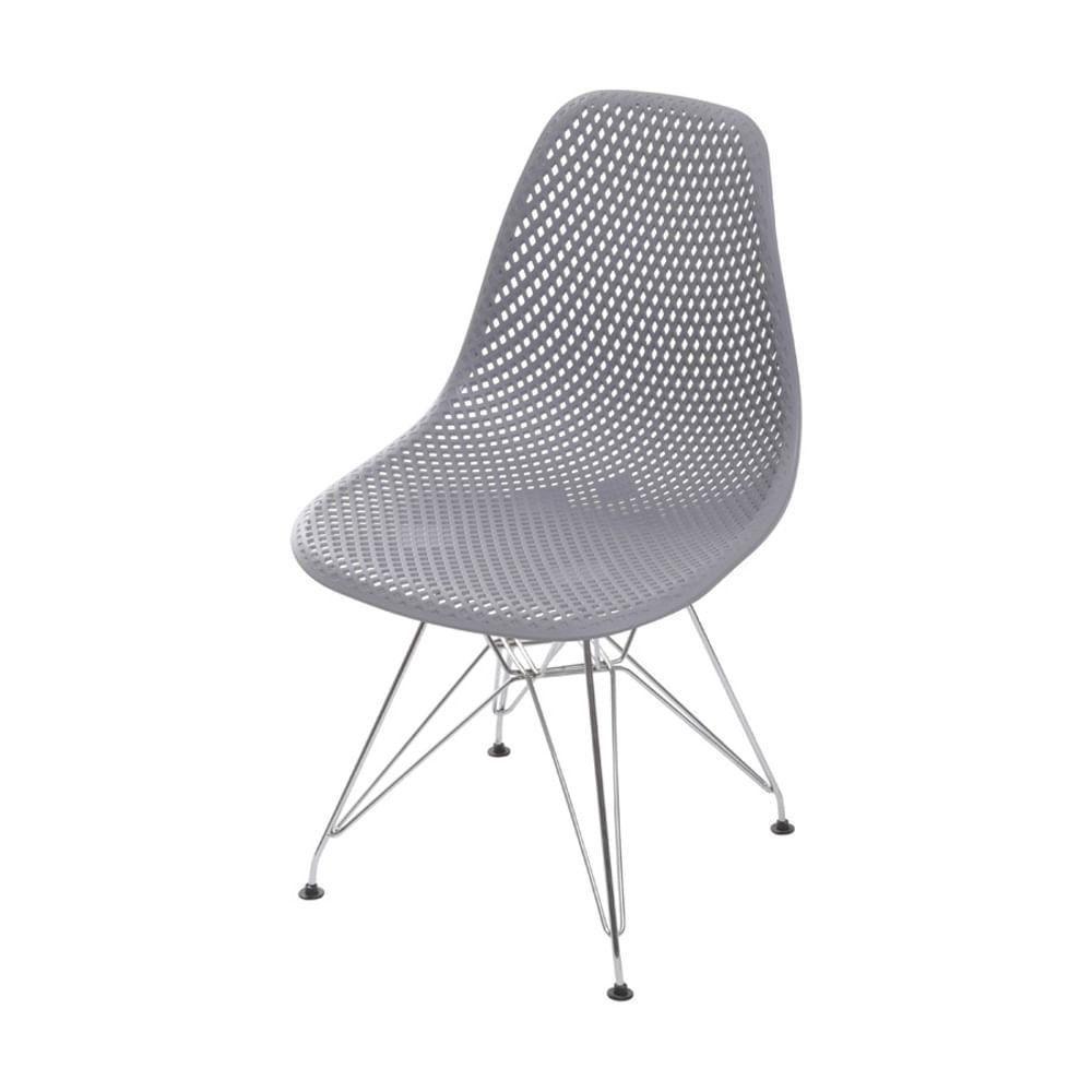 Cadeira Eames Dsr Colmeia Polipropileno Cinza Base Metal Cromada - 1