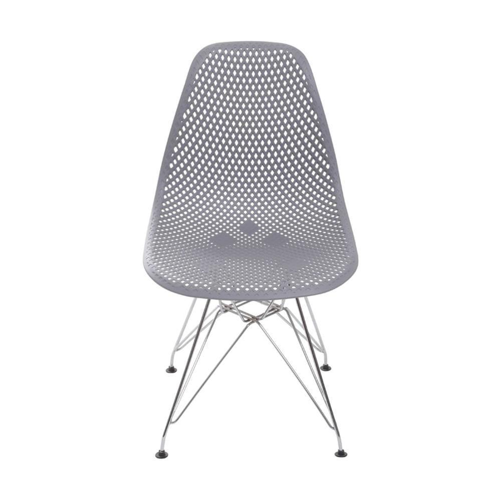 Cadeira Eames Dsr Colmeia Polipropileno Cinza Base Metal Cromada - 2