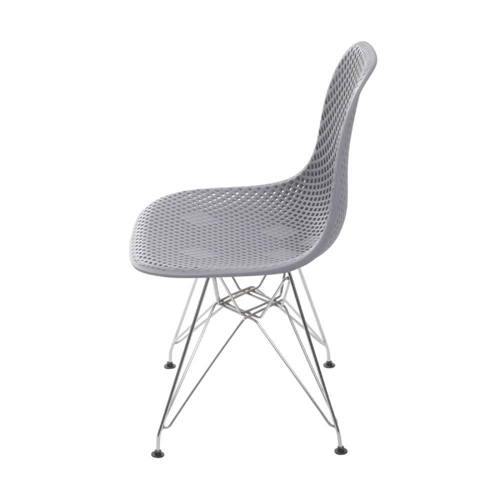 Cadeira Eames Dsr Colmeia Polipropileno Cinza Base Metal Cromada - 3