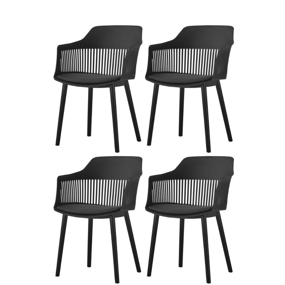 Kit 4 Cadeiras Marcela Rivatti Almofada Em Pu Polipropileno Preto - 1