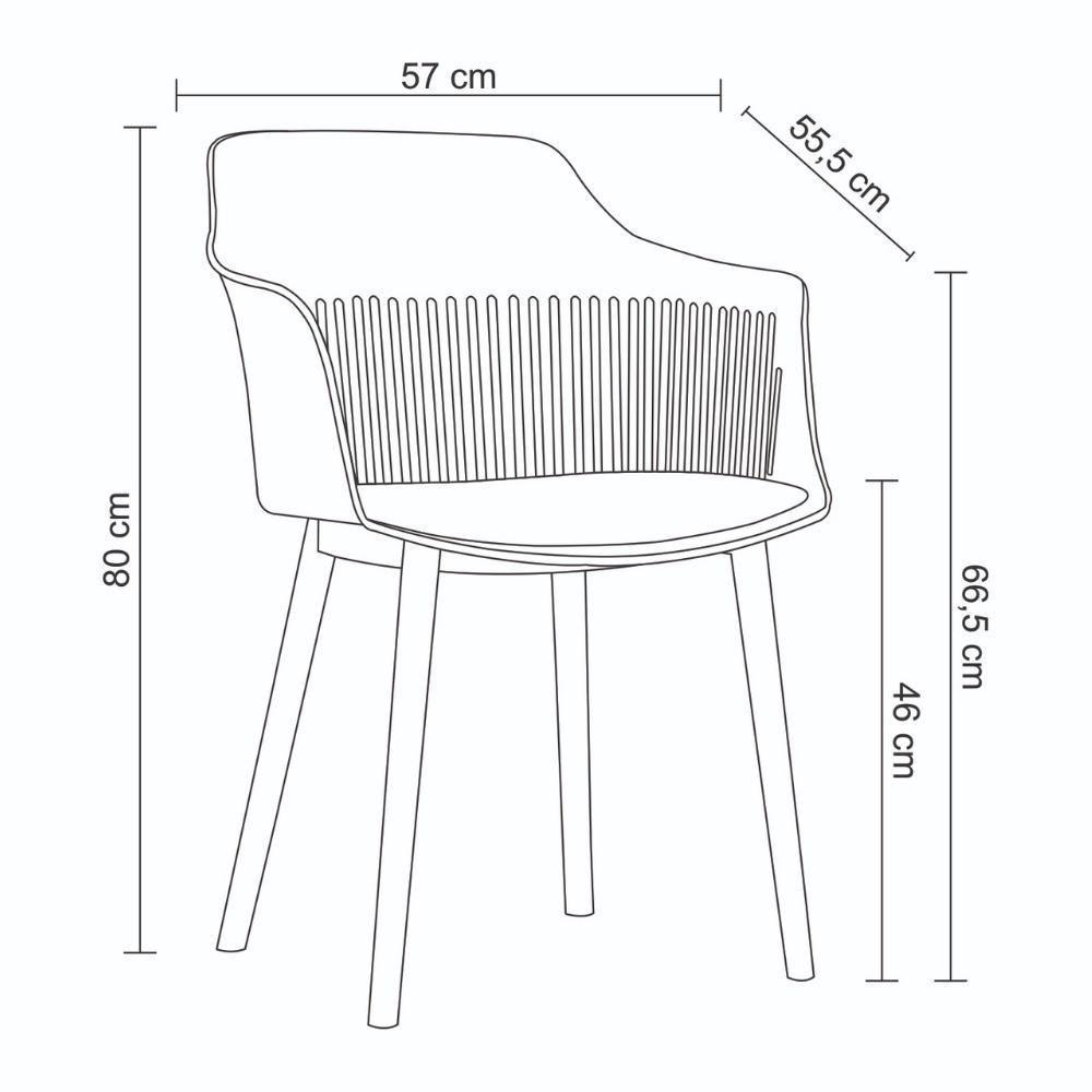Kit 4 Cadeiras Marcela Rivatti Almofada Em Pu Polipropileno Preto - 3