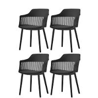 Kit 4 Cadeiras Marcela Rivatti Almofada Em Pu Polipropileno Preto - 1