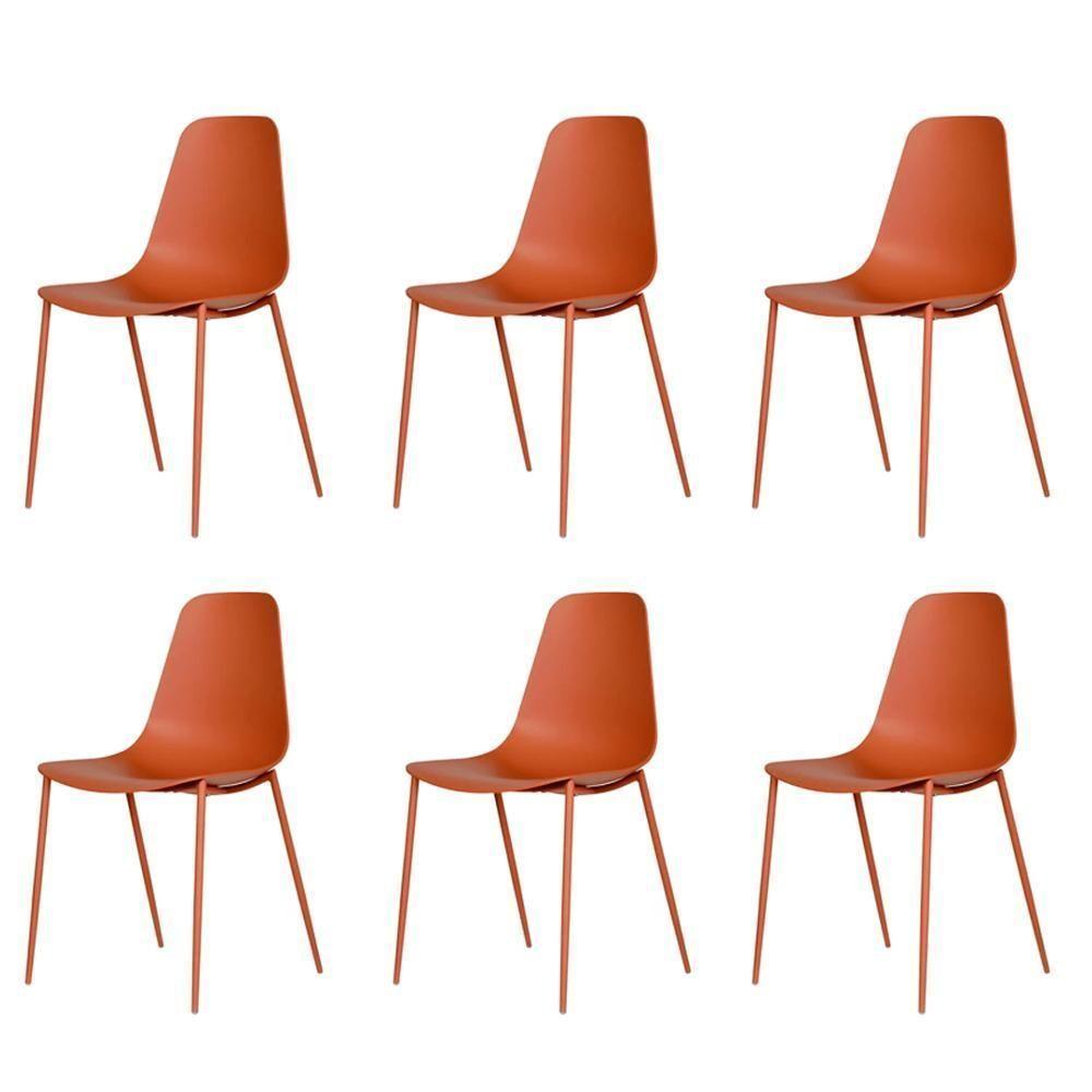 Kit 6 Cadeiras Abi Fratini Polipropileno Terracota Base Em Aço Com Pintura Epóxi Terracota - 1