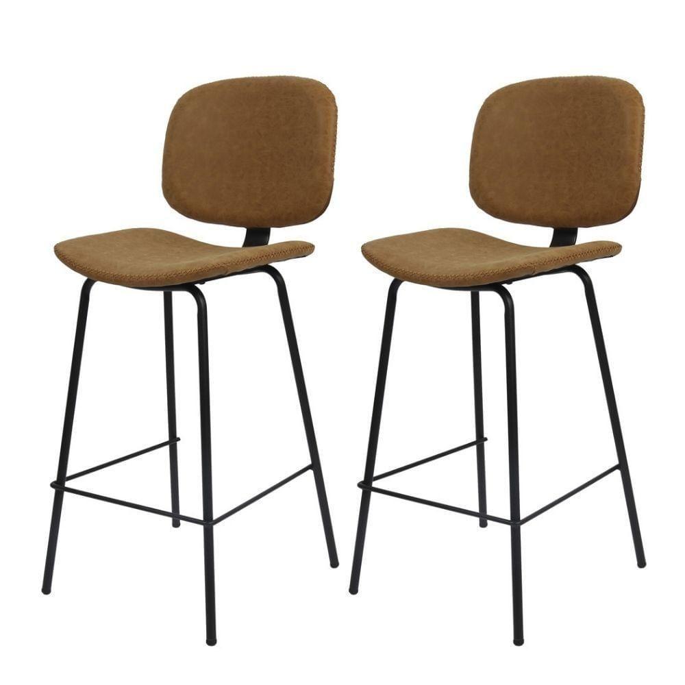 Kit 2 Banquetas Altas Barueri Rivatti Caramelo Base Aço - 1