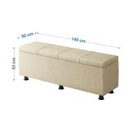 Baú Sapateira Estofada Casal 140 Cm Marte Veludo Skybox Bege