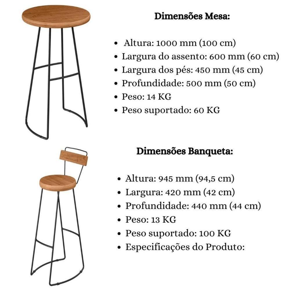 Conjunto Mesa Bistrô Com 2 Banquetas Aérea Gourmet Aurora - 2
