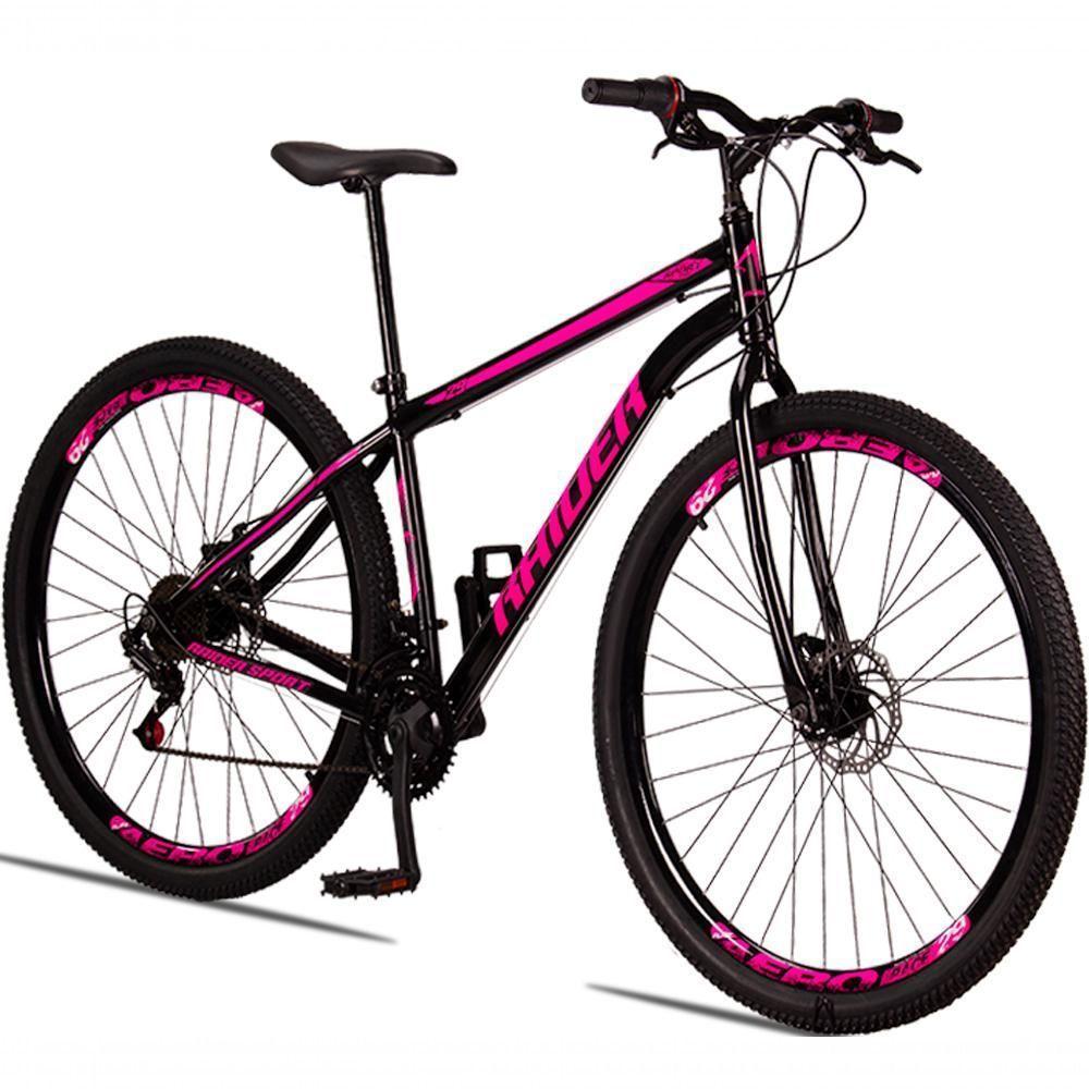 Bicicleta 29 Raider Sport Aço 21 Marchas Freio A Disco Preto+rosa - 1