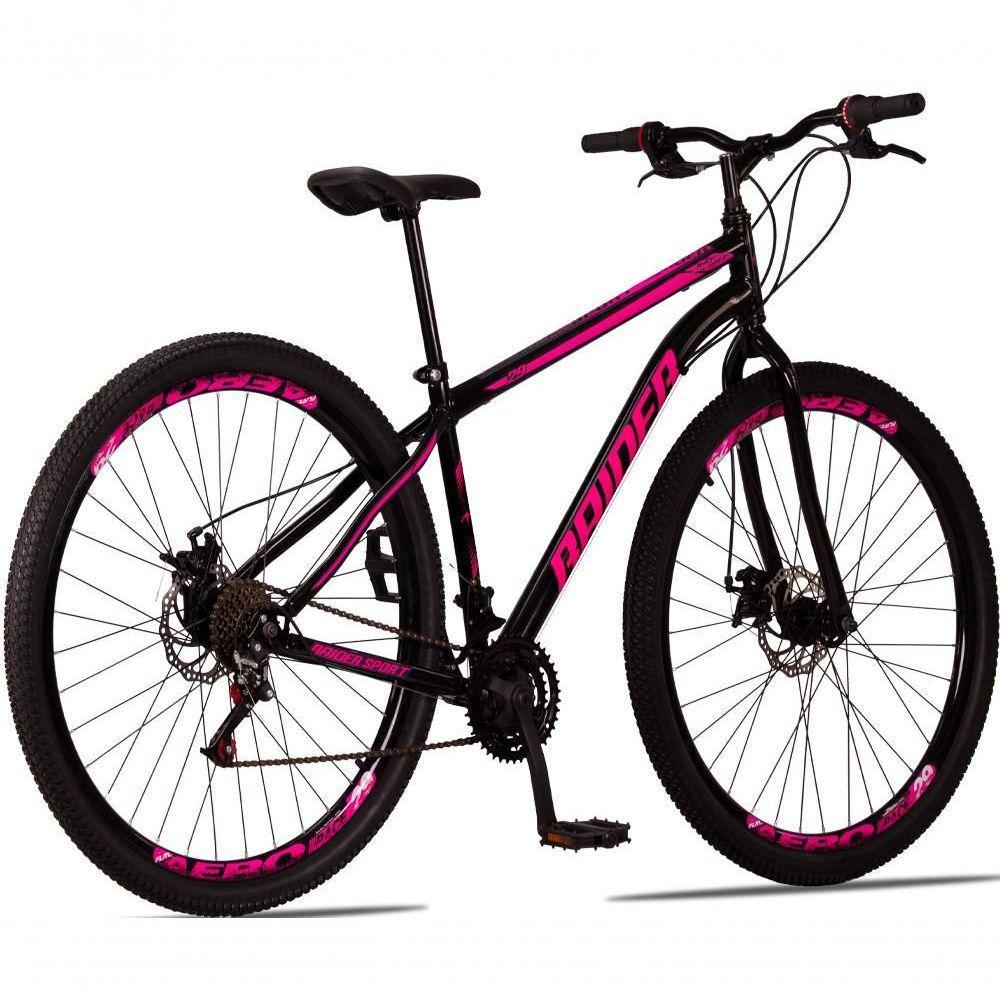 Bicicleta 29 Raider Sport Aço 21 Marchas Freio A Disco Preto+rosa - 2