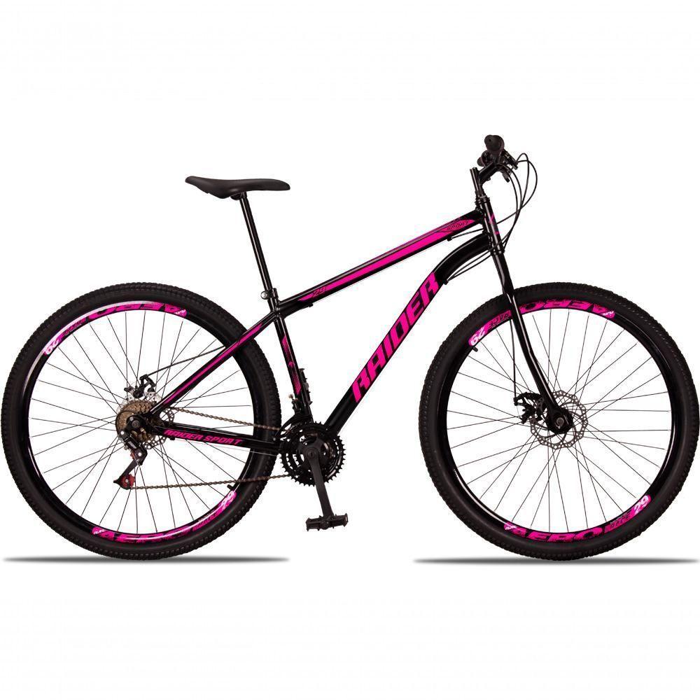 Bicicleta 29 Raider Sport Aço 21 Marchas Freio A Disco Preto+rosa - 3