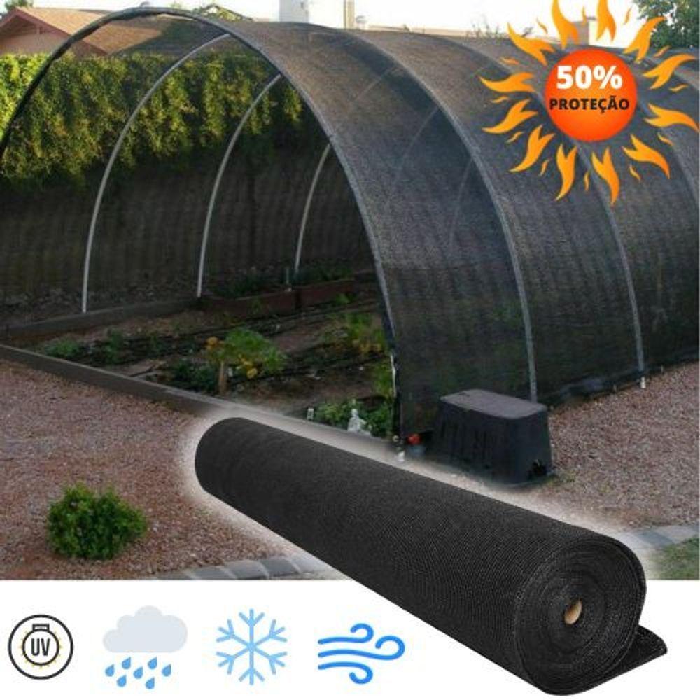 Tela Sombreamento Proteção Agrícola 50% 4 X 100 Preta - 1