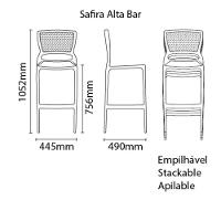 Banqueta Safira Alta Bar Preta Tramontina 92138/009 - 2