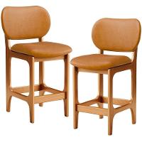 Kit 02 Banquetas Baixa Bar Cozinha E Sala De Jantar Fixa Betta L02 Imbuia Couríssimo Whisky - 1