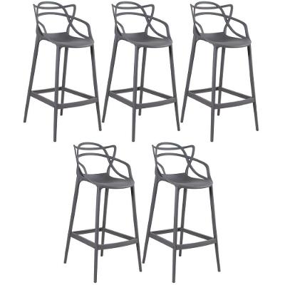 Kit 5 Banquetas Altas Masters Allegra 76 Cm Cinza Escuro Cinza Escuro