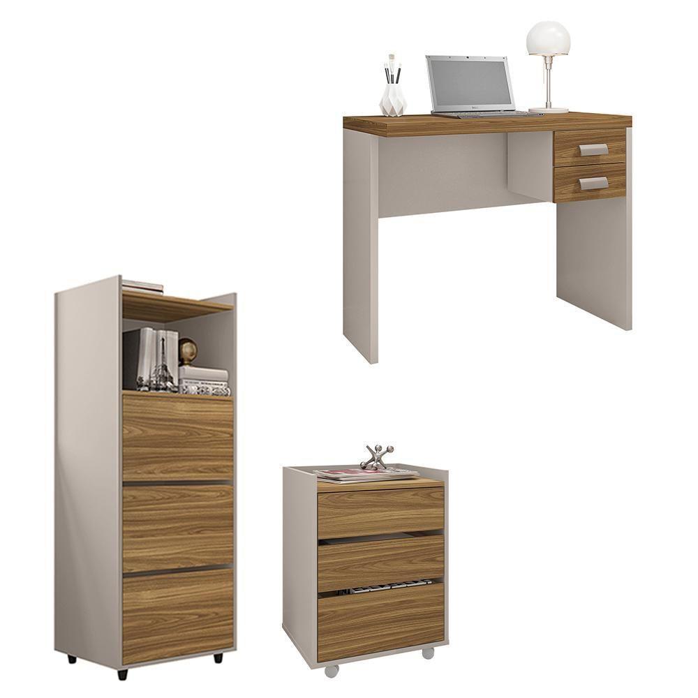 Kit Conjunto Escritório 4 Peças Studio Marrom Caemmun - 1