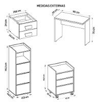 Kit Conjunto Escritório 4 Peças Studio Marrom Caemmun - 3